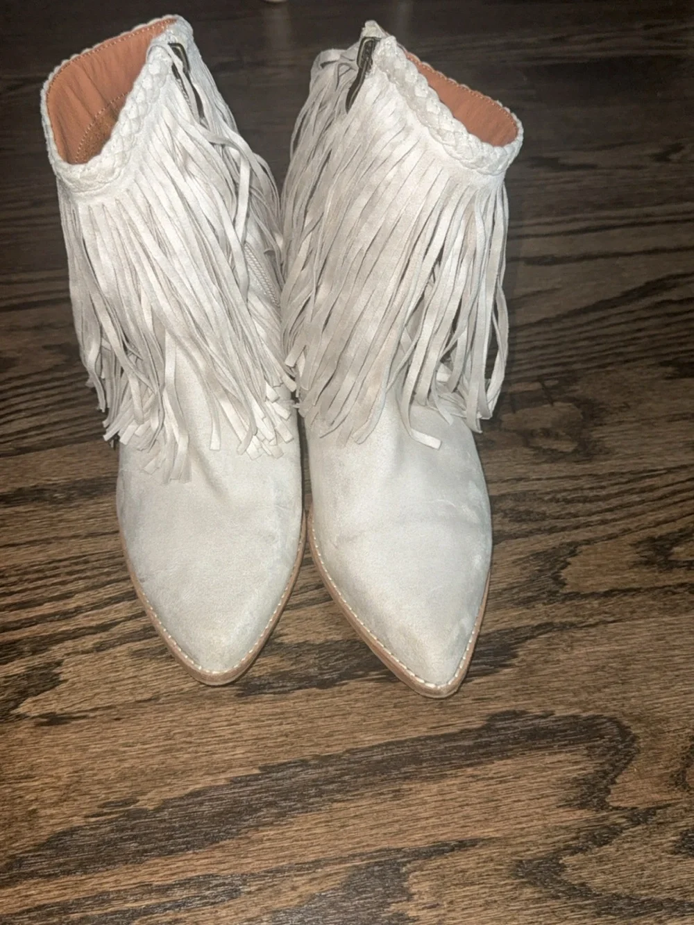 Fringe Ankle Boots in Tan Women's Fashion Boot